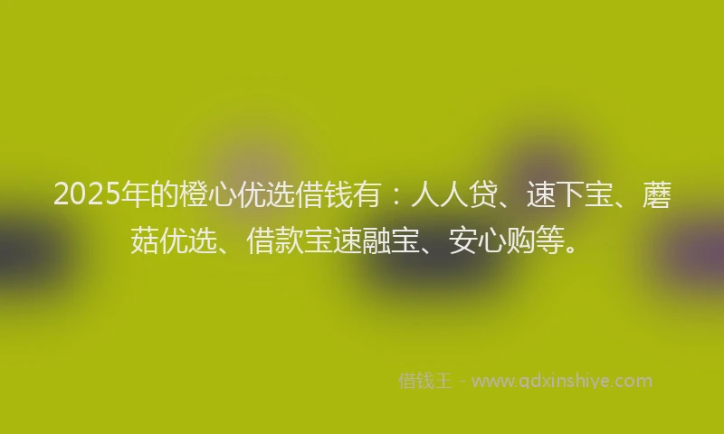 2025年的橙心优选借钱有:人人贷、速下宝、蘑菇优选、借款宝速融宝、安心购等。