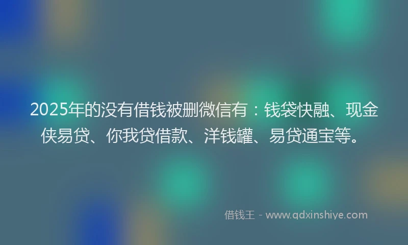 2025年的没有借钱被删微信有：钱袋快融、现金侠易贷、你我贷借款、洋钱罐、易贷通宝等。