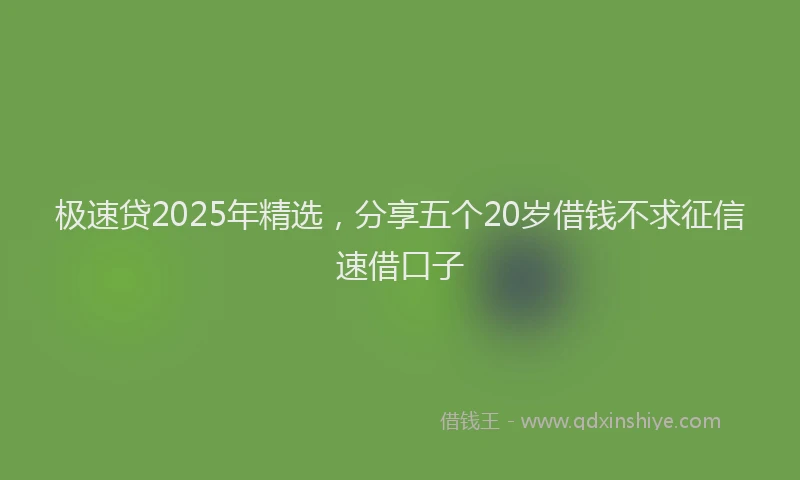 极速贷2025年精选，分享五个20岁借钱不求征信速借口子