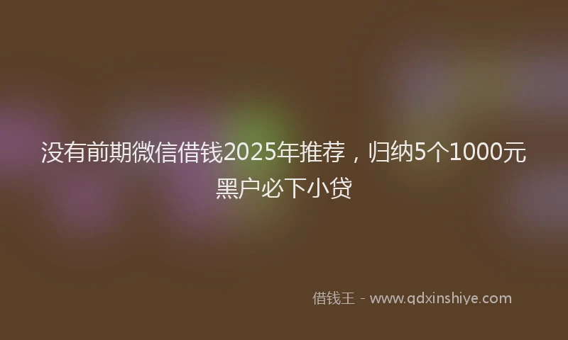 没有前期微信借钱2025年推荐，归纳5个1000元黑户必下小贷