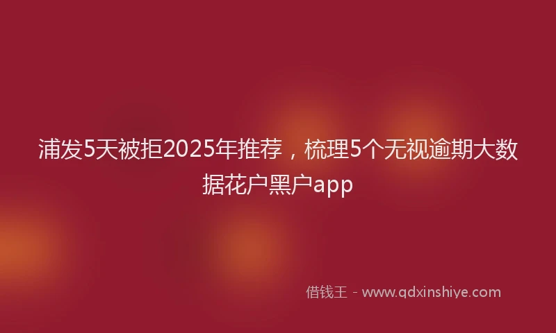 浦发5天被拒2025年推荐，梳理5个无视逾期大数据花户黑户app