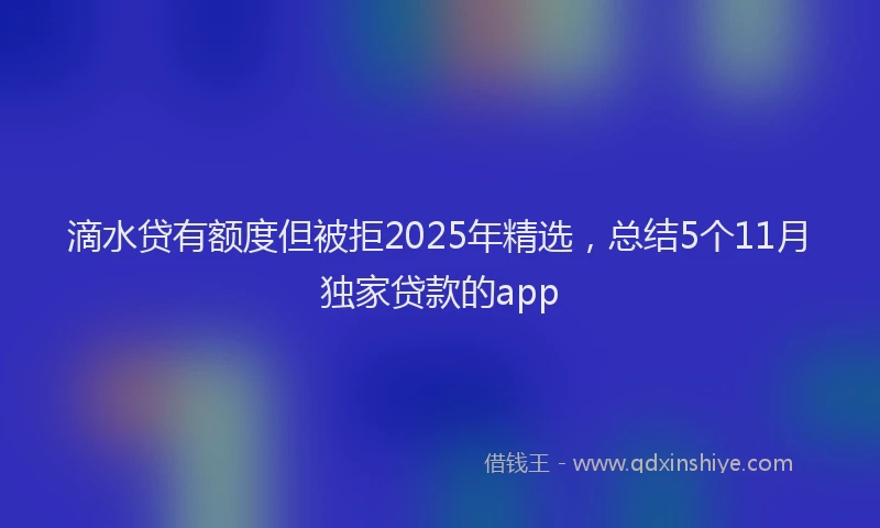 滴水贷有额度但被拒2025年精选，总结5个11月独家贷款的app