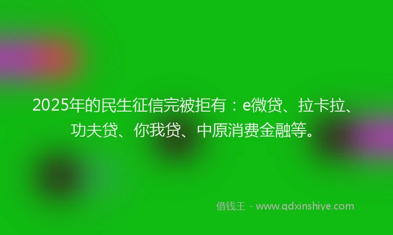 2025年的民生征信完被拒有：e微贷、拉卡拉、功夫贷、你我贷、中原消费金融等。