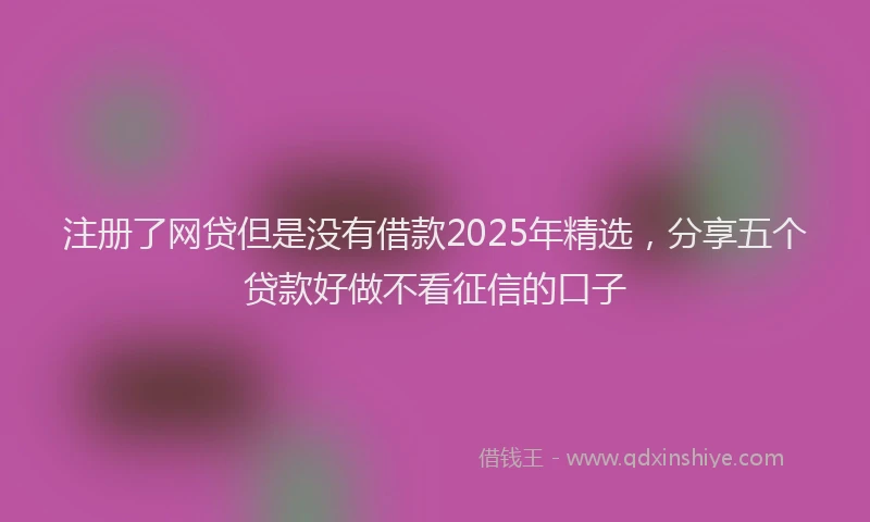 注册了网贷但是没有借款2025年精选，分享五个贷款好做不看征信的口子