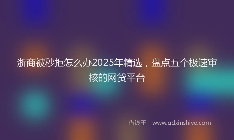 浙商被秒拒怎么办2025年精选，盘点五个极速审核的网贷平台