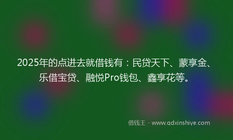 2025年的点进去就借钱有：民贷天下、蒙享金、乐借宝贷、融悦Pro钱包、鑫享花等。