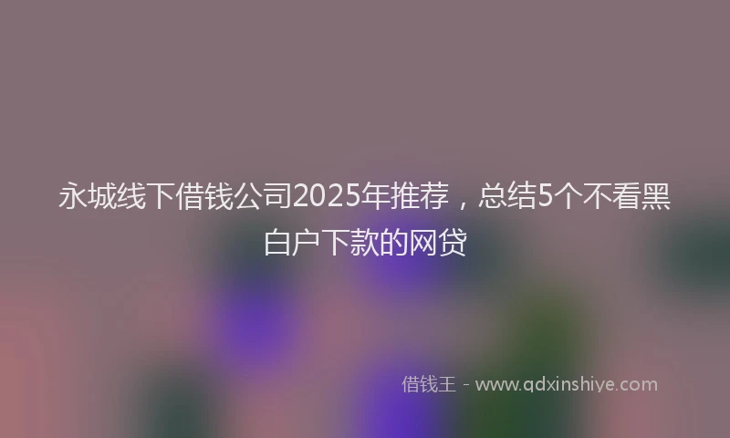 永城线下借钱公司2025年推荐，总结5个不看黑白户下款的网贷