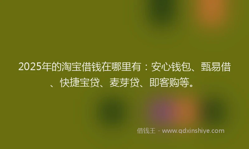 2025年的淘宝借钱在哪里有：安心钱包、甄易借、快捷宝贷、麦芽贷、即客购等。