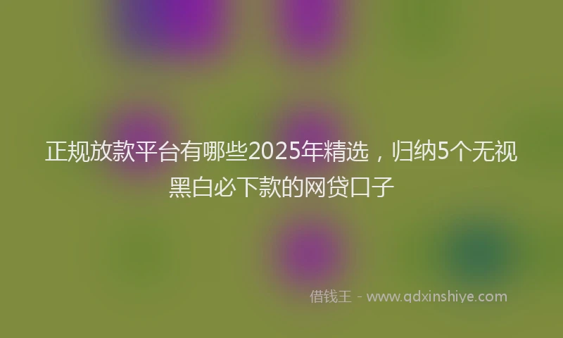 正规放款平台有哪些2025年精选，归纳5个无视黑白必下款的网贷口子