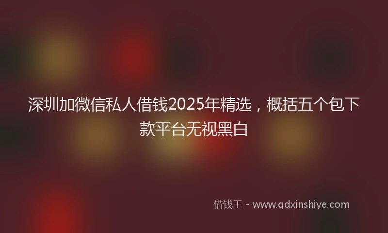 深圳加微信私人借钱2025年精选，概括五个包下款平台无视黑白