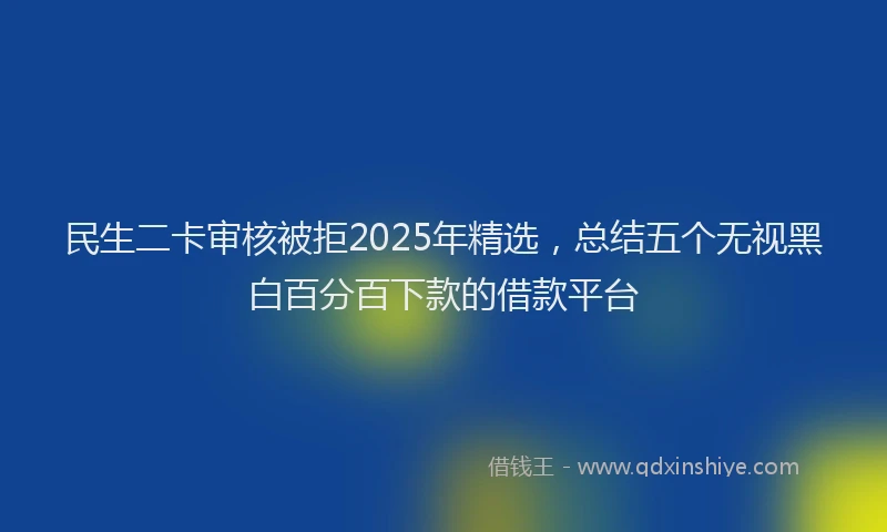 民生二卡审核被拒2025年精选，总结五个无视黑白百分百下款的借款平台