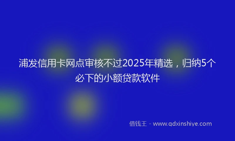 浦发信用卡网点审核不过2025年精选，归纳5个必下的小额贷款软件