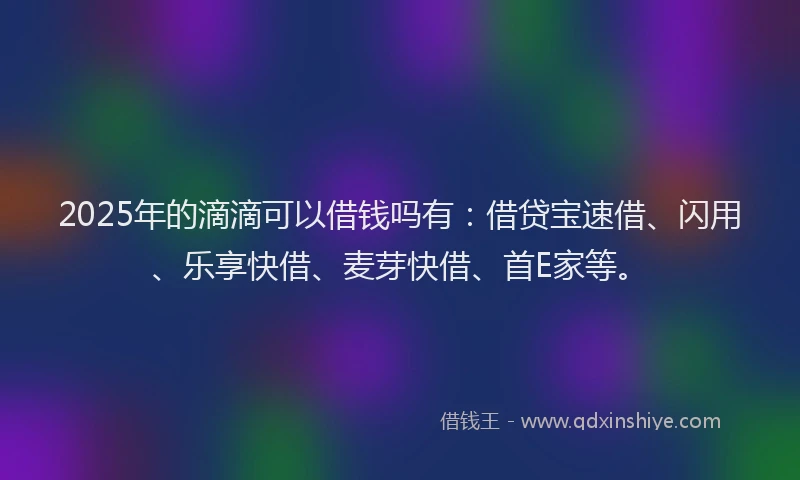 2025年的滴滴可以借钱吗有：借贷宝速借、闪用、乐享快借、麦芽快借、首E家等。