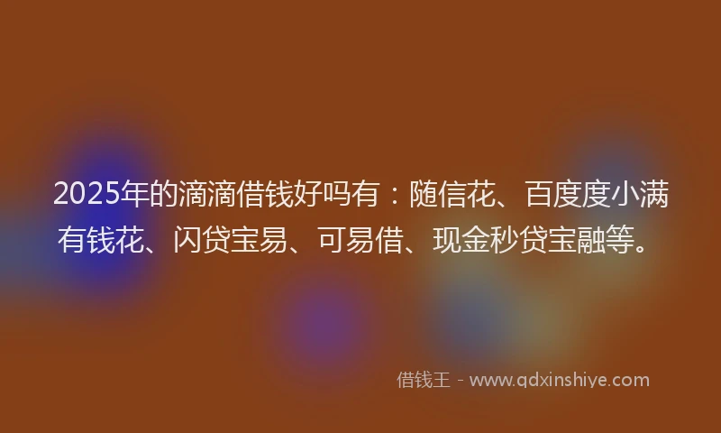 2025年的滴滴借钱好吗有：随信花、百度度小满有钱花、闪贷宝易、可易借、现金秒贷宝融等。