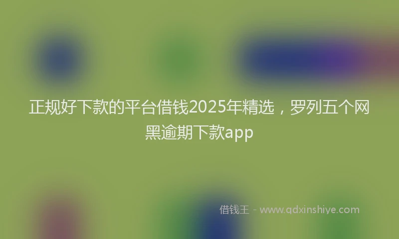 正规好下款的平台借钱2025年精选，罗列五个网黑逾期下款app