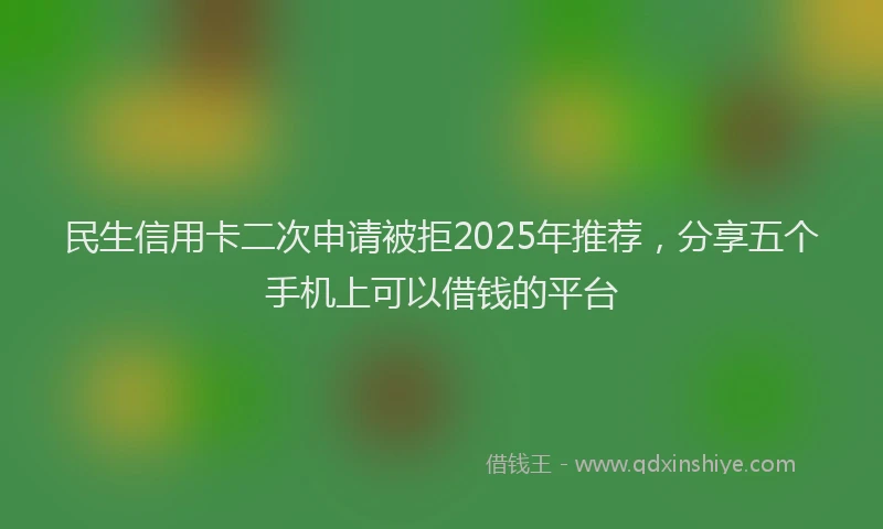 民生信用卡二次申请被拒2025年推荐，分享五个手机上可以借钱的平台