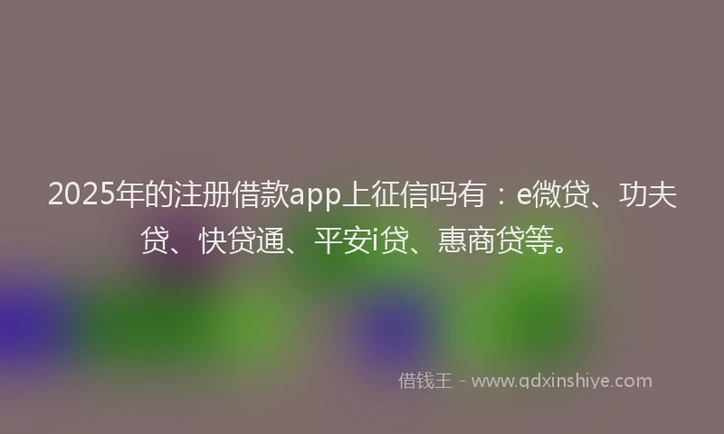 2025年的注册借款app上征信吗有：e微贷、功夫贷、快贷通、平安i贷、惠商贷等。