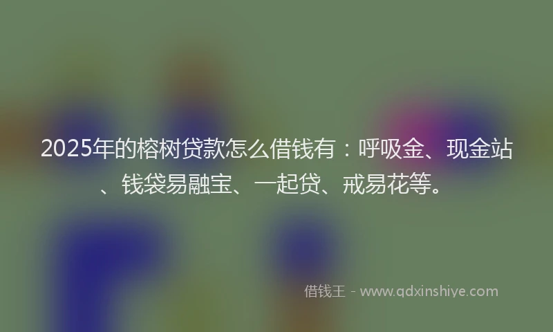 2025年的榕树贷款怎么借钱有：呼吸金、现金站、钱袋易融宝、一起贷、戒易花等。