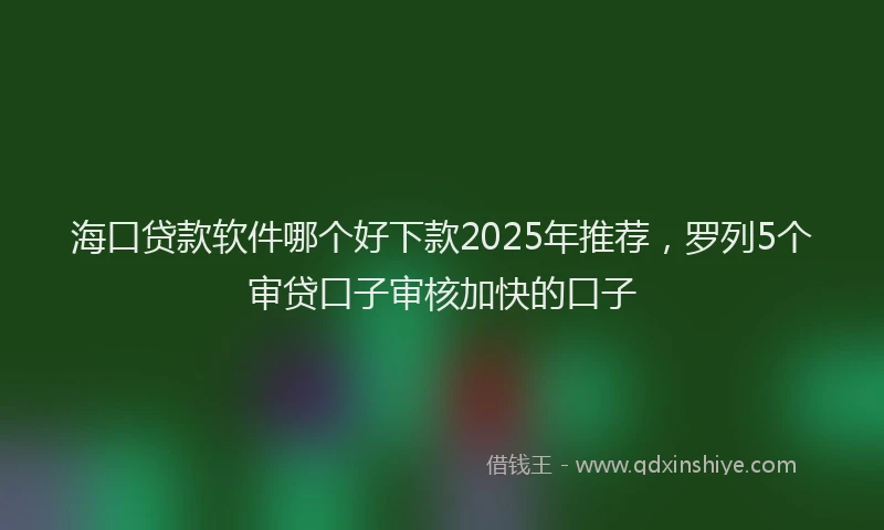 海口贷款软件哪个好下款2025年推荐，罗列5个审贷口子审核加快的口子