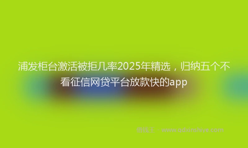 浦发柜台激活被拒几率2025年精选，归纳五个不看征信网贷平台放款快的app