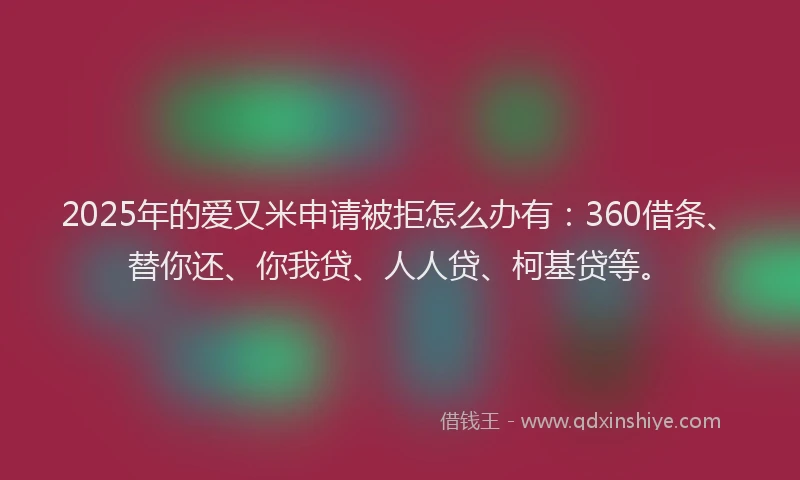 2025年的爱又米申请被拒怎么办有：360借条、替你还、你我贷、人人贷、柯基贷等。