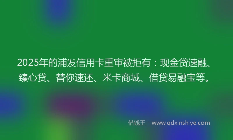 2025年的浦发信用卡重审被拒有：现金贷速融、臻心贷、替你速还、米卡商城、借贷易融宝等。