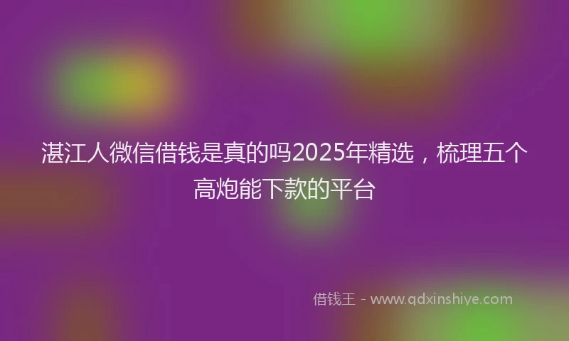 湛江人微信借钱是真的吗2025年精选，梳理五个高炮能下款的平台