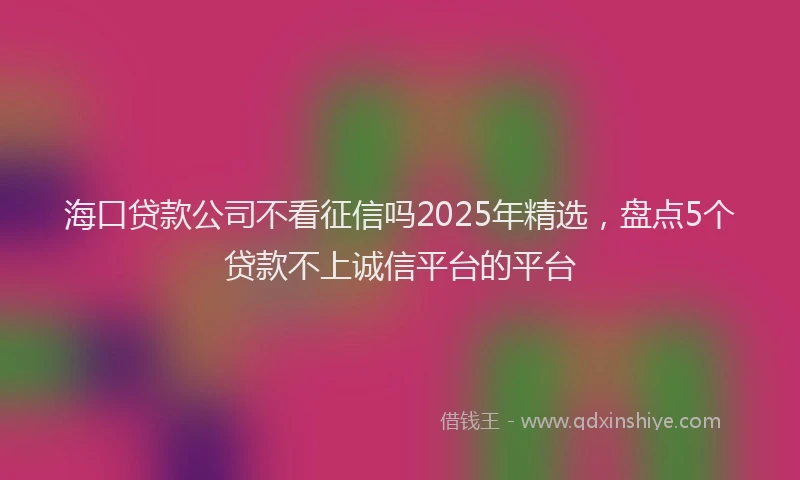 海口贷款公司不看征信吗2025年精选，盘点5个贷款不上诚信平台的平台