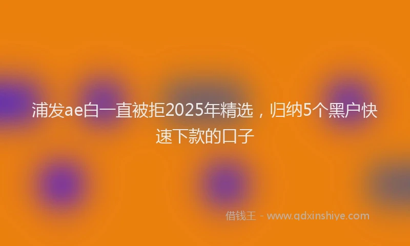浦发ae白一直被拒2025年精选，归纳5个黑户快速下款的口子