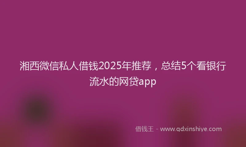 湘西微信私人借钱2025年推荐，总结5个看银行流水的网贷app