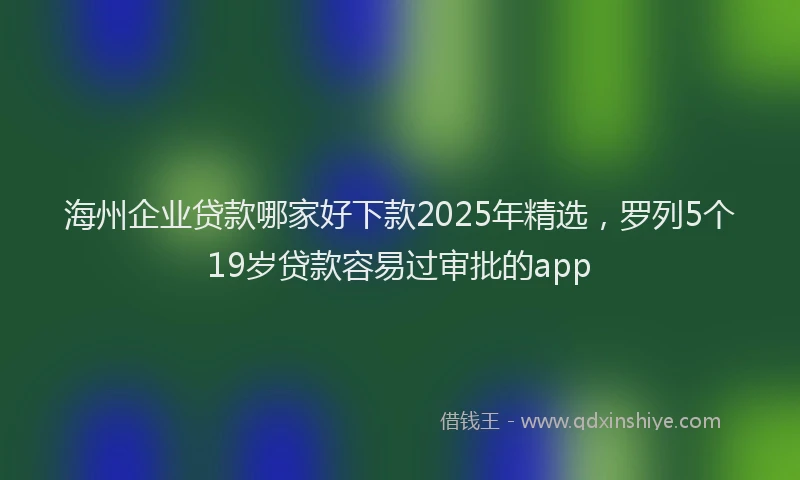 海州企业贷款哪家好下款2025年精选，罗列5个19岁贷款容易过审批的app