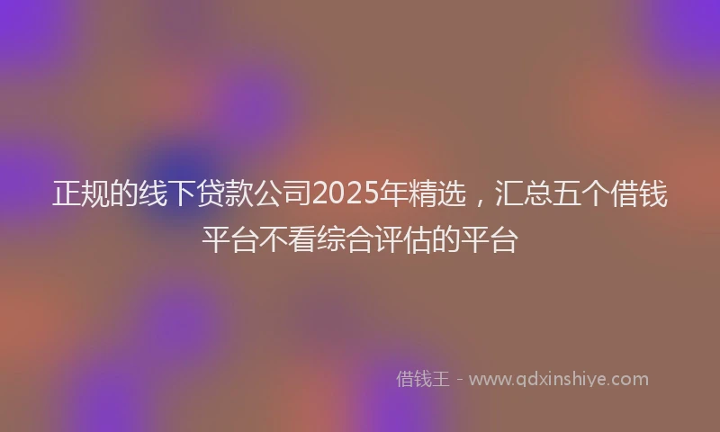 正规的线下贷款公司2025年精选，汇总五个借钱平台不看综合评估的平台