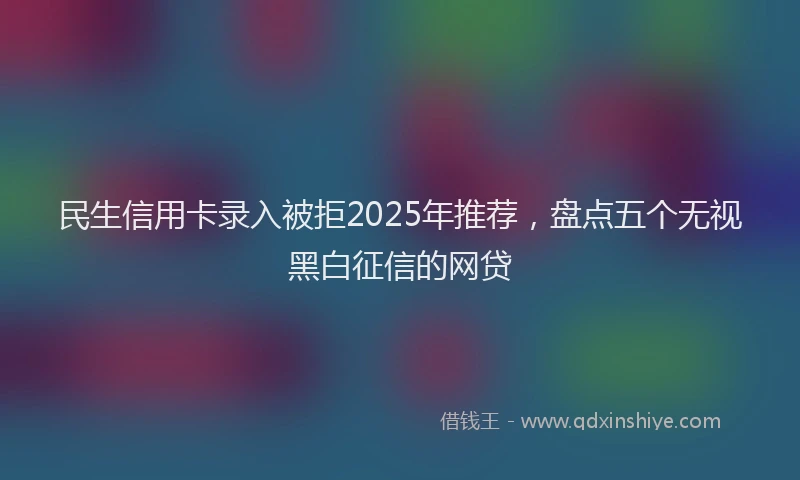 民生信用卡录入被拒2025年推荐，盘点五个无视黑白征信的网贷