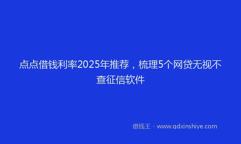 点点借钱利率2025年推荐，梳理5个网贷无视不查征信软件