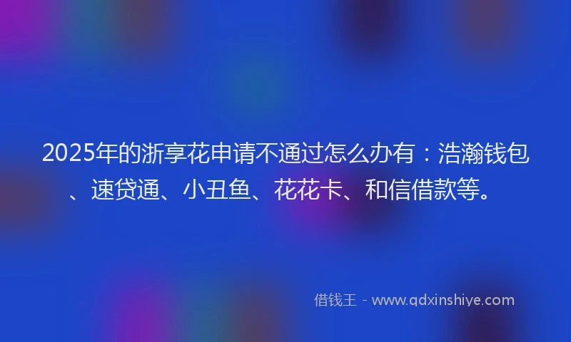 2025年的浙享花申请不通过怎么办有：浩瀚钱包、速贷通、小丑鱼、花花卡、和信借款等。