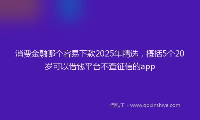 消费金融哪个容易下款2025年精选，概括5个20岁可以借钱平台不查征信的app