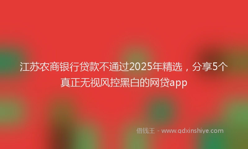江苏农商银行贷款不通过2025年精选，分享5个真正无视风控黑白的网贷app