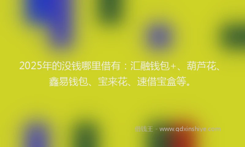 2025年的没钱哪里借有：汇融钱包+、葫芦花、鑫易钱包、宝来花、速借宝盒等。