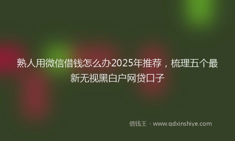 熟人用微信借钱怎么办2025年推荐，梳理五个最新无视黑白户网贷口子