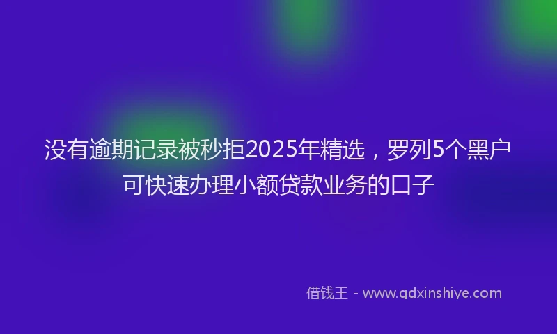 没有逾期记录被秒拒2025年精选，罗列5个黑户可快速办理小额贷款业务的口子