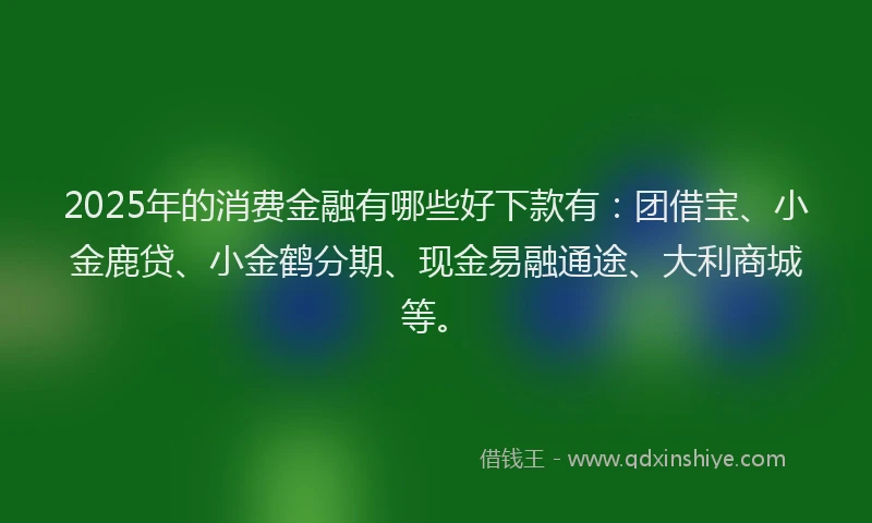 2025年的消费金融有哪些好下款有：团借宝、小金鹿贷、小金鹤分期、现金易融通途、大利商城等。