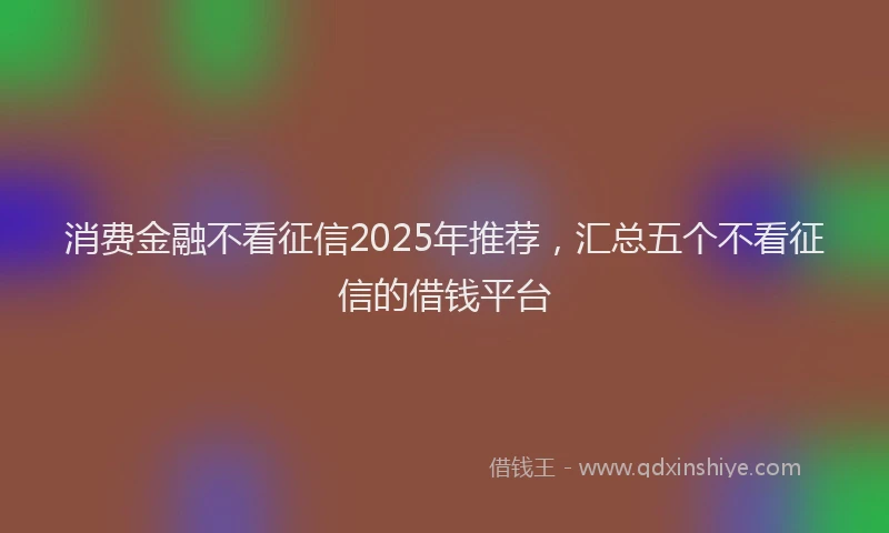 消费金融不看征信2025年推荐，汇总五个不看征信的借钱平台
