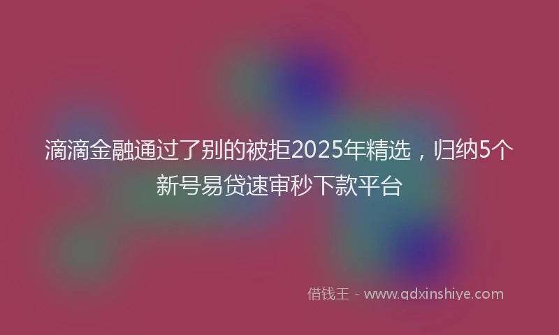 滴滴金融通过了别的被拒2025年精选，归纳5个新号易贷速审秒下款平台