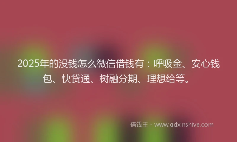2025年的没钱怎么微信借钱有：呼吸金、安心钱包、快贷通、树融分期、理想给等。