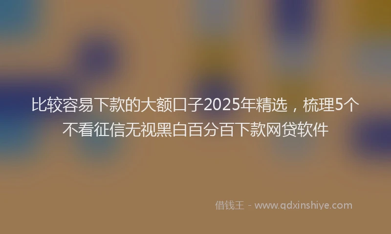 比较容易下款的大额口子2025年精选，梳理5个不看征信无视黑白百分百下款网贷软件