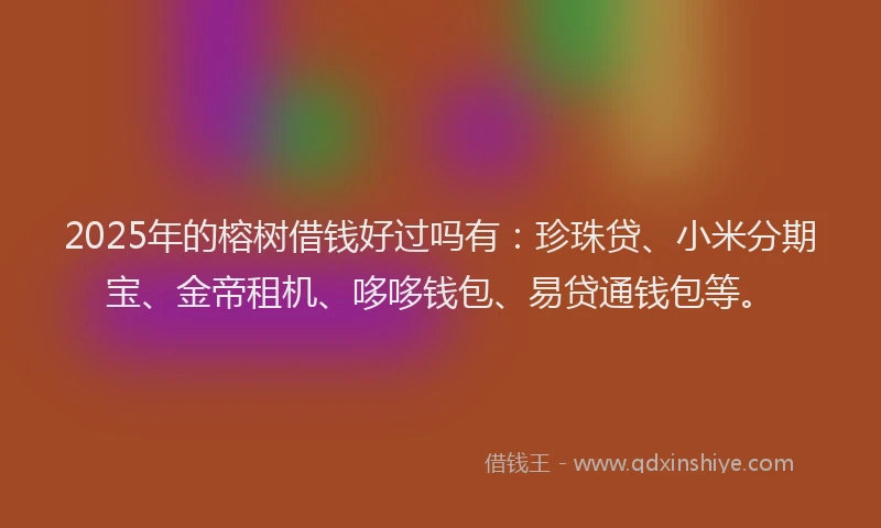 2025年的榕树借钱好过吗有：珍珠贷、小米分期宝、金帝租机、哆哆钱包、易贷通钱包等。