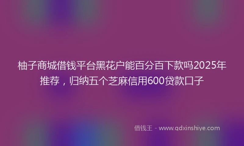 柚子商城借钱平台黑花户能百分百下款吗2025年推荐，归纳五个芝麻信用600贷款口子