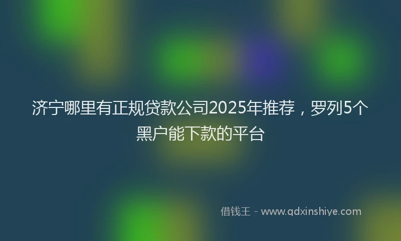 济宁哪里有正规贷款公司2025年推荐，罗列5个黑户能下款的平台
