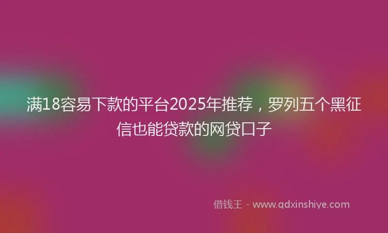 满18容易下款的平台2025年推荐，罗列五个黑征信也能贷款的网贷口子