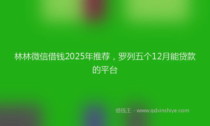 林林微信借钱2025年推荐，罗列五个12月能贷款的平台
